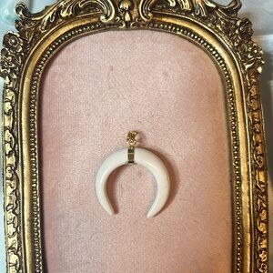 White buffalo turquoise crescent moon pendant